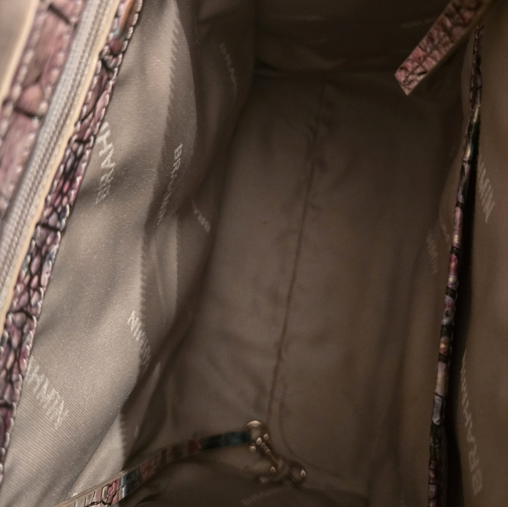 Brahmin Pink and Blue Crocodile Embossed Satchel - Picture 7 of 8